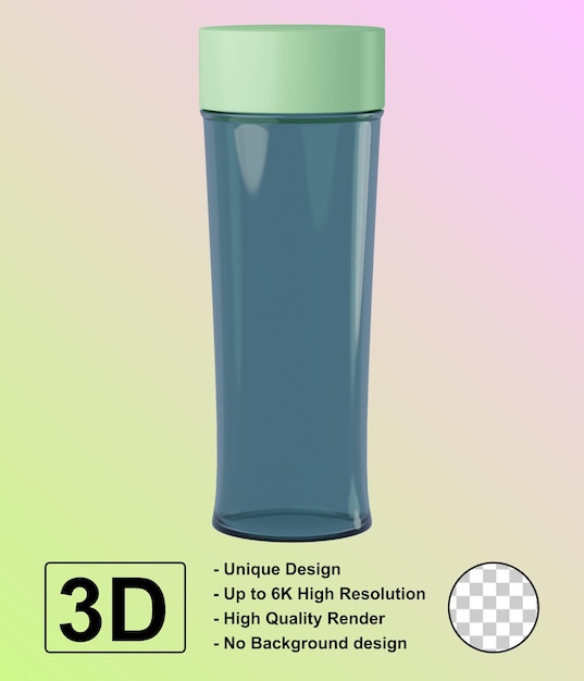 PSD ilustración 3d de la botella de plástico psd