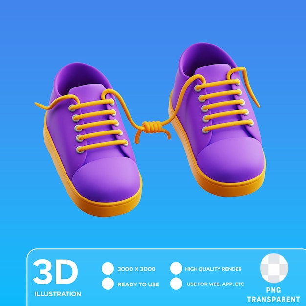PSD ilustración 3d de la broma del cordón de los zapatos de psd