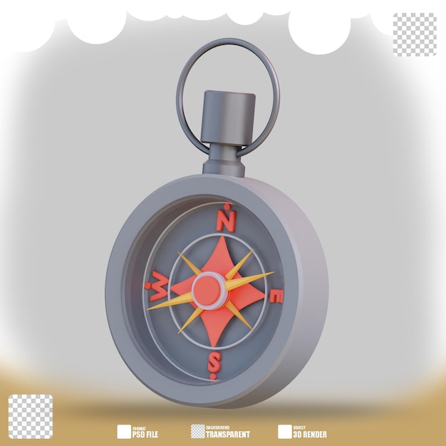 Ilustración 3d de una brújula 2