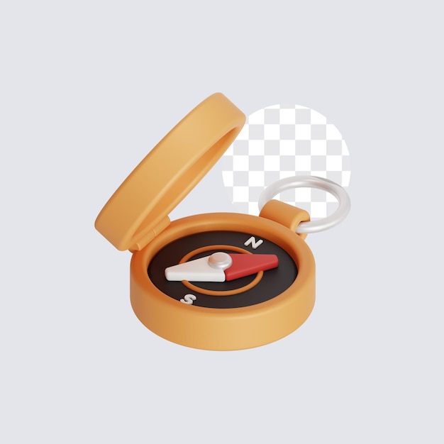 Ilustración 3D de la brújula para la dirección