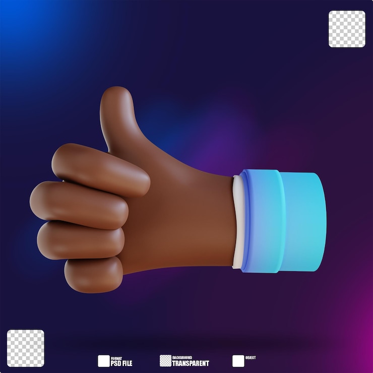 PSD ilustración 3d buen gesto de mano 3