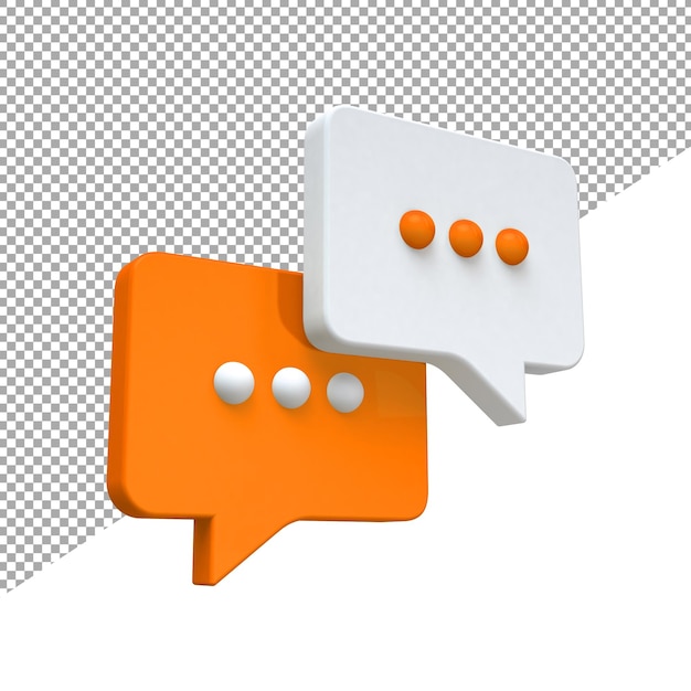 Ilustración 3d de burbuja de voz o burbuja de chat aislada en color naranja