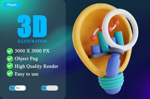 Ilustración 3D en busca de ideas y gráficos de tráfico 3