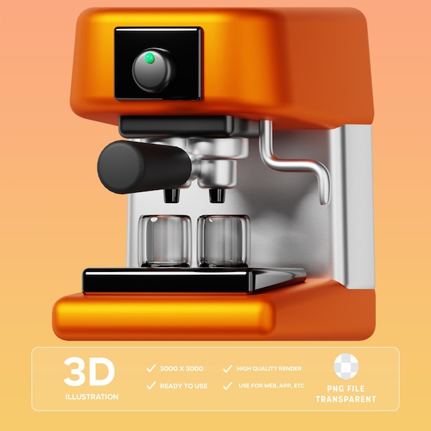 Ilustración 3D de la cafetera PSD