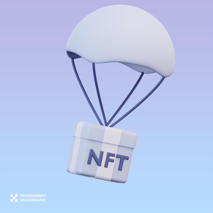 PSD ilustración 3d de la caída de aire de psd nft
