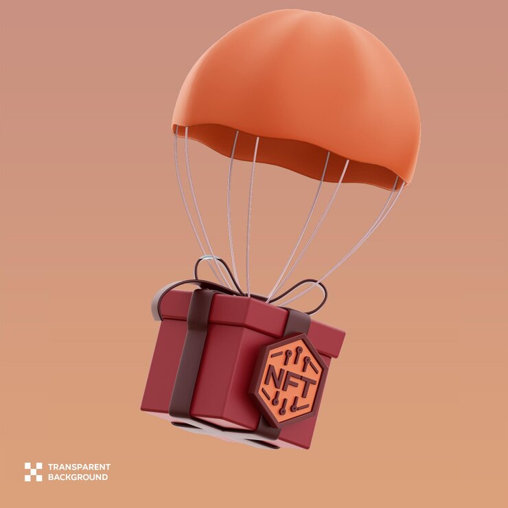 PSD ilustración 3d de la caída de psd nft