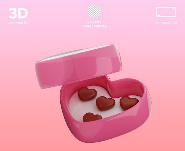 Ilustración 3D de la caja de chocolate PSD