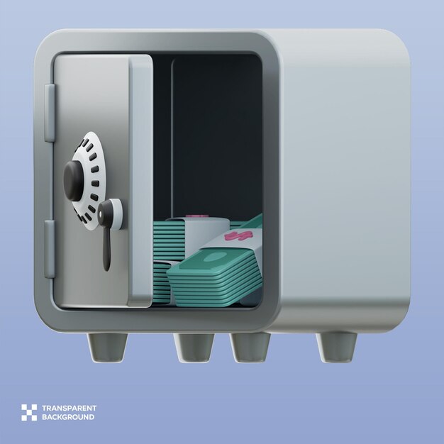 Ilustración 3D de la caja de dinero de PSD