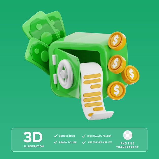 Ilustración 3D de la caja fuerte de PSD