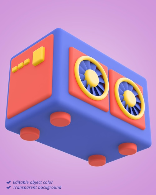 Ilustración 3D de una caja de mini computadora