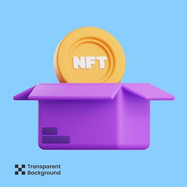 Ilustración 3d de caja nft