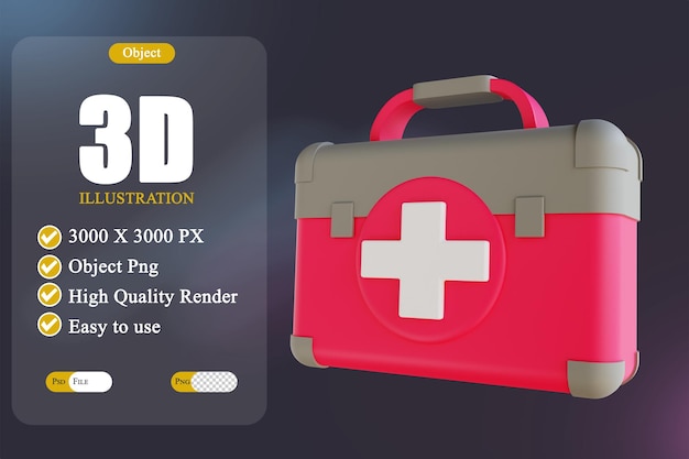 PSD ilustración 3d caja de primeros auxilios 2