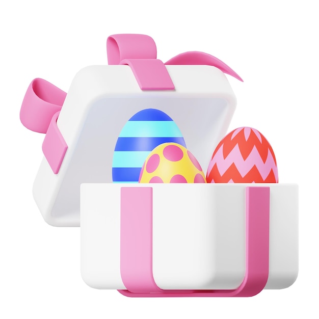 Ilustración 3D de la caja de regalos de huevos PSD gratuita