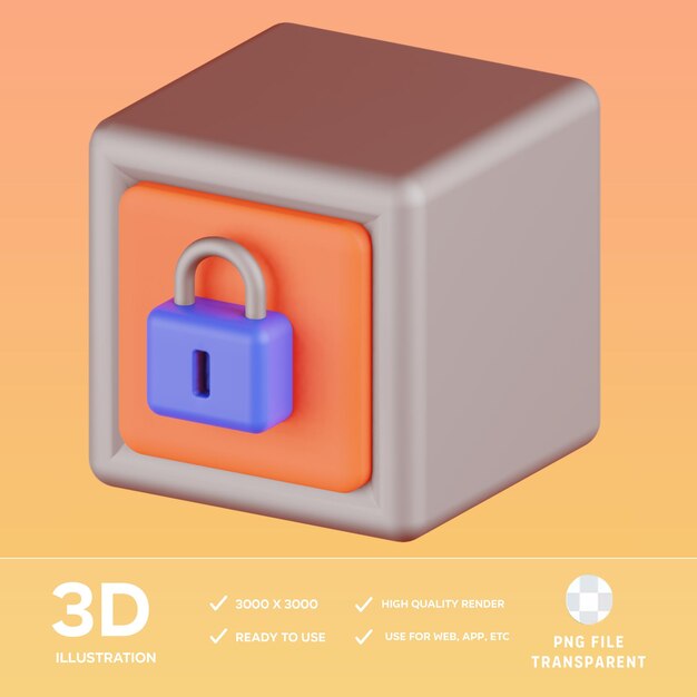 Ilustración 3D de la caja de seguridad PSD