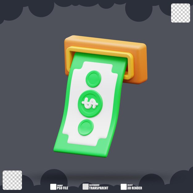 Ilustración en 3D del cajero automático