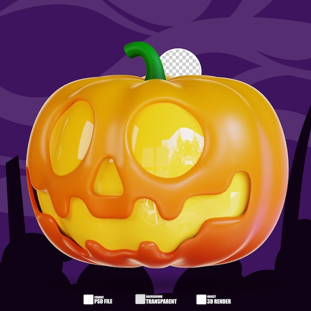 PSD ilustración 3d de calabaza de halloween 2 3