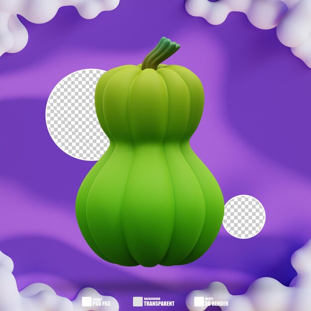 PSD ilustración en 3d de la calabaza verde 4