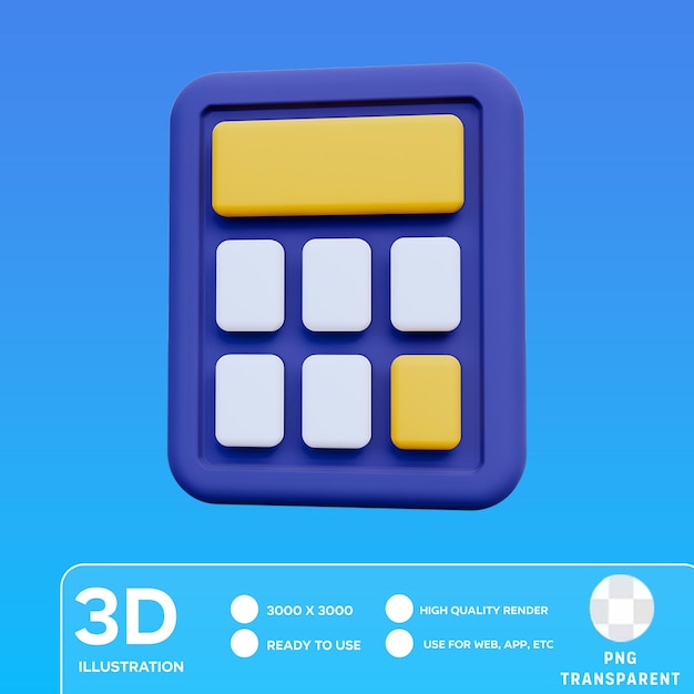 PSD ilustración 3d de la calculadora psd