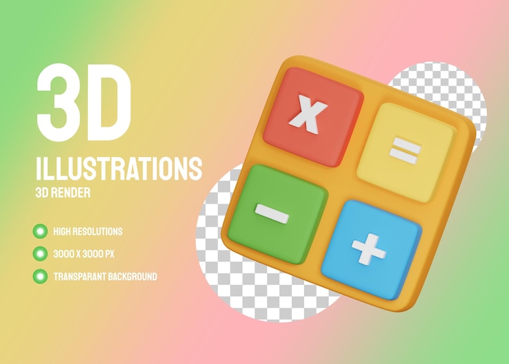 PSD ilustración 3d de la calculadora