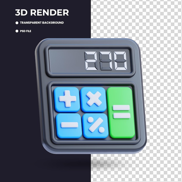 PSD ilustración 3d de la calculadora
