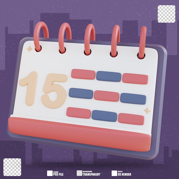 Ilustración 3d calendario 3