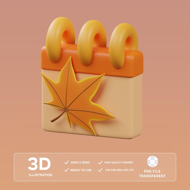 Ilustración 3D del calendario PSD