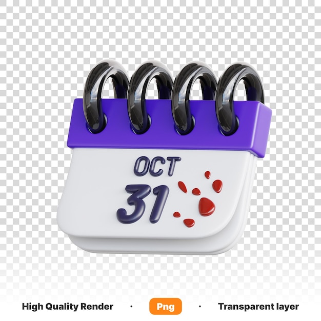 PSD ilustración 3d de un calendario púrpura y blanco con números y fechas en un fondo transparente