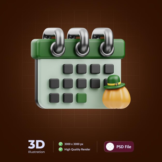 Ilustración 3d del calendario