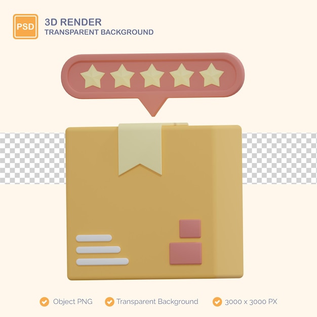 ilustración 3d de calificación de caja de entrega