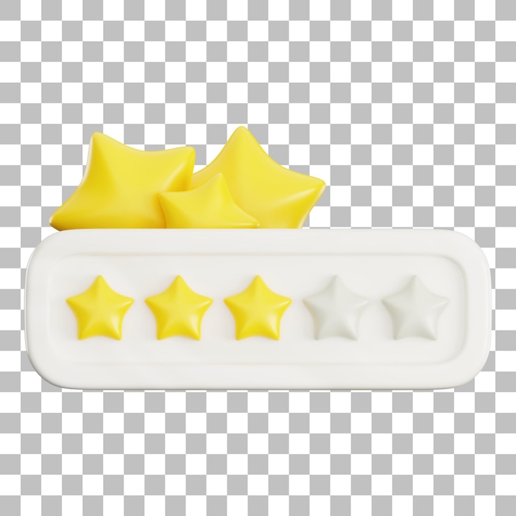 PSD ilustración en 3d de la calificación de tres estrellas