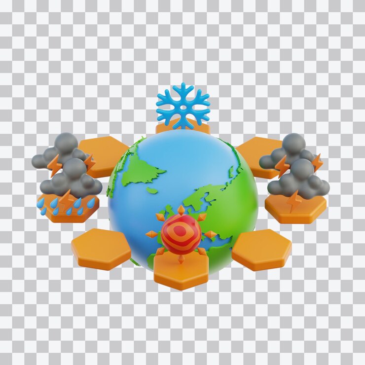 PSD ilustración en 3d del cambio climático