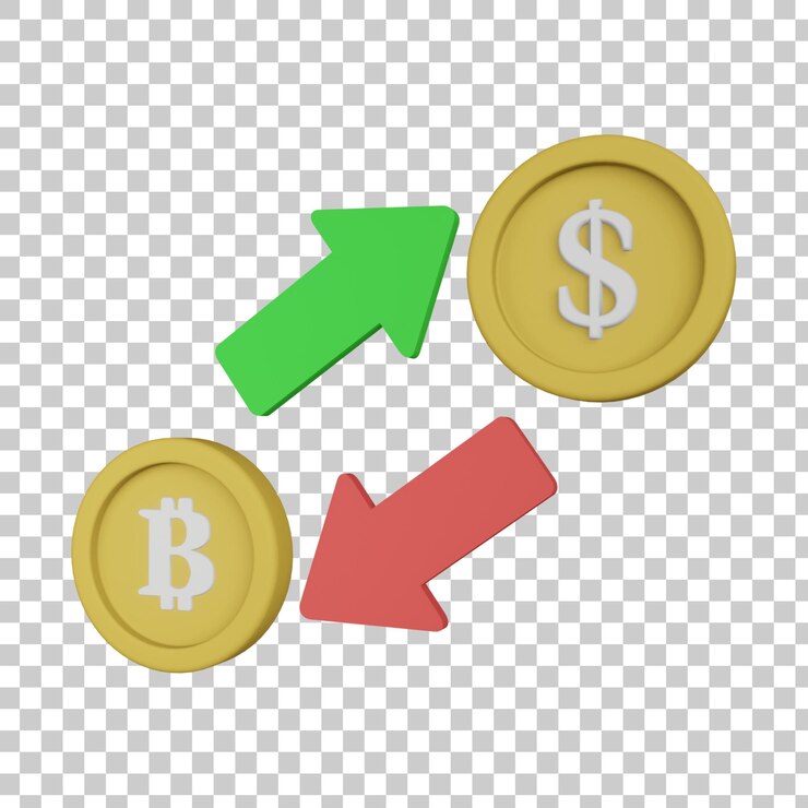 PSD ilustración 3d de cambio de dólar bitcoin