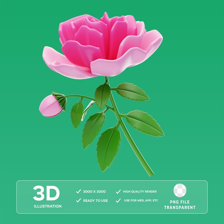 Ilustración 3D de Camellia para PSD