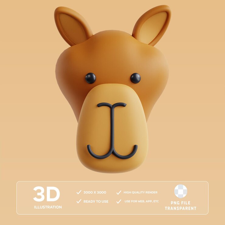 PSD ilustración 3d del camello de psd