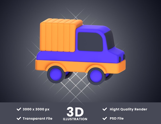 Ilustración 3D del camión de entrega adecuada para conceptos en proyectos de diseño o presentaciones, etc.