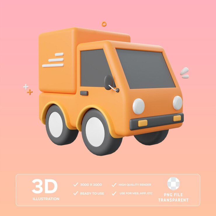 Ilustración 3D del camión de entrega de PSD