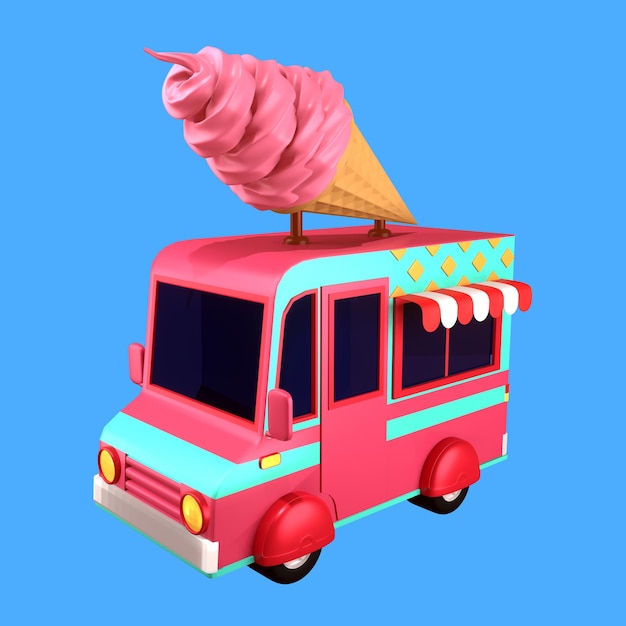 PSD una ilustración 3d del camión de helados