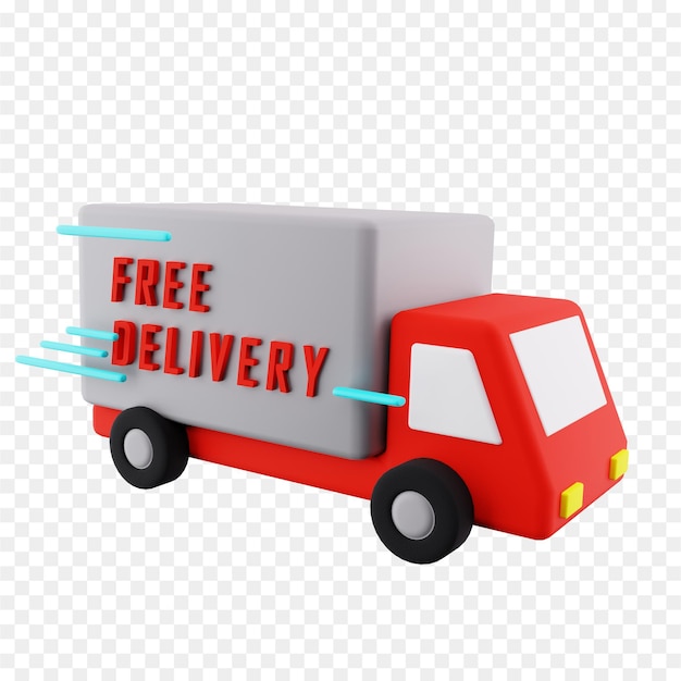 Ilustración 3d de camioneta de entrega gratuita