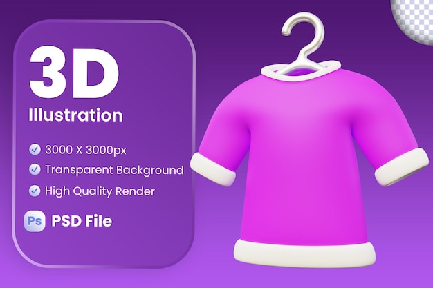 PSD ilustración 3d de camisa de lavandería colgante