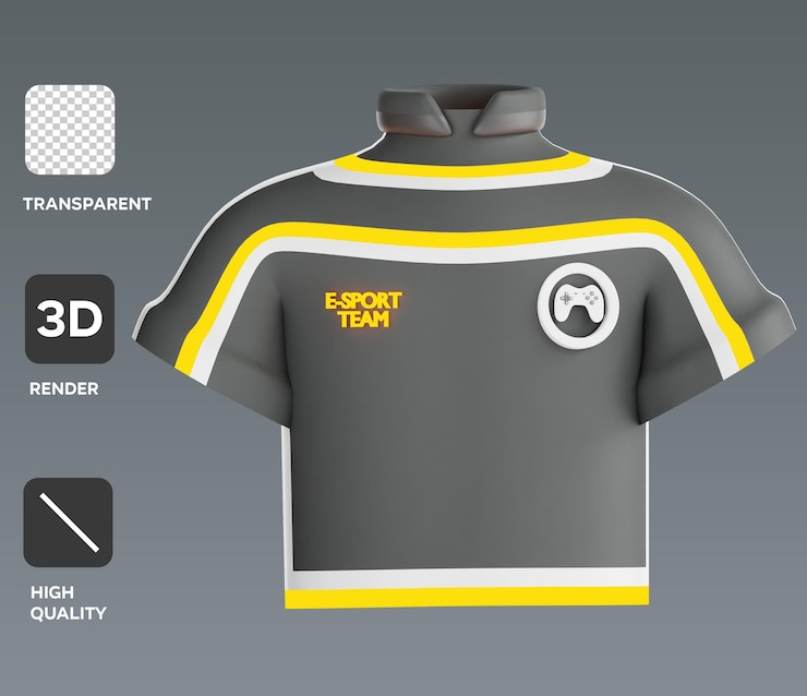 PSD ilustración 3d de la camiseta de psd esports