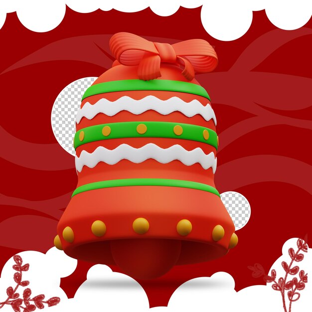 Ilustración 3d de las campanas de Navidad 3