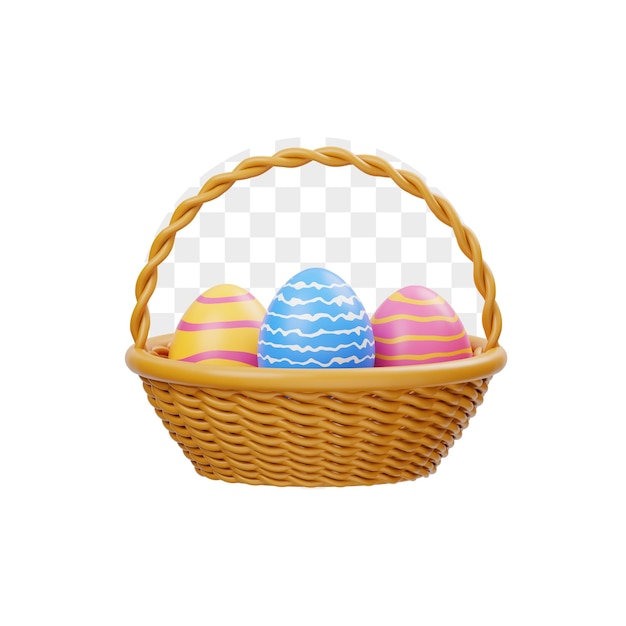 Ilustración en 3D de la canasta de huevos