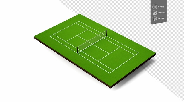 PSD ilustración 3d de una cancha de tenis con perspectiva