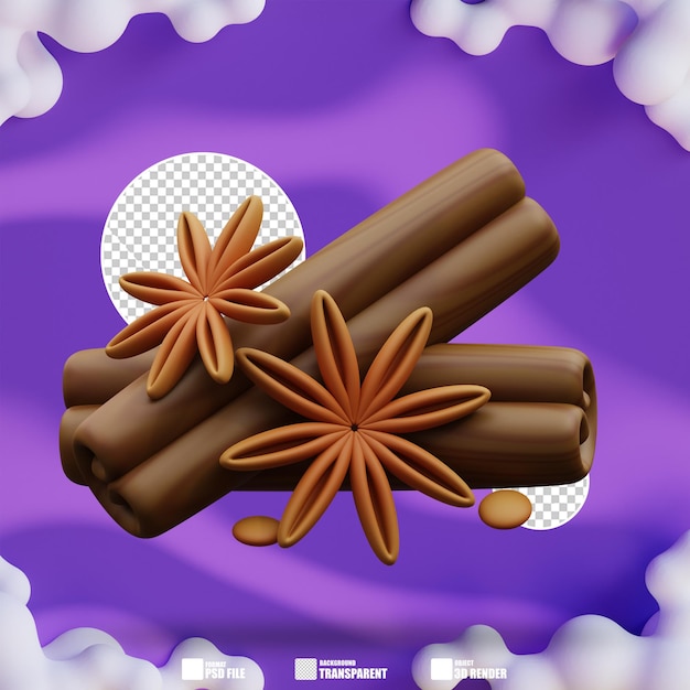 Ilustración 3d de la canela 3