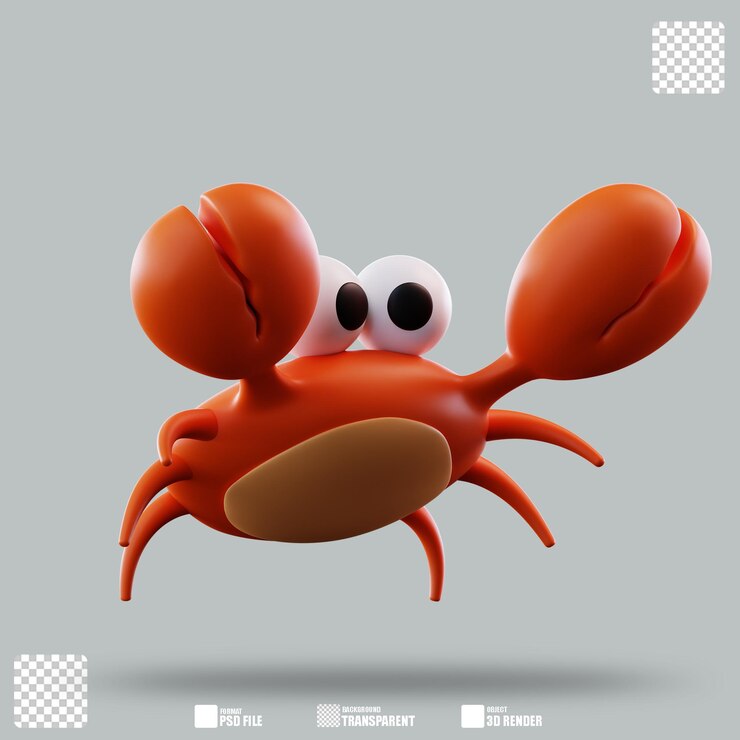 PSD ilustración 3d del cangrejo 3