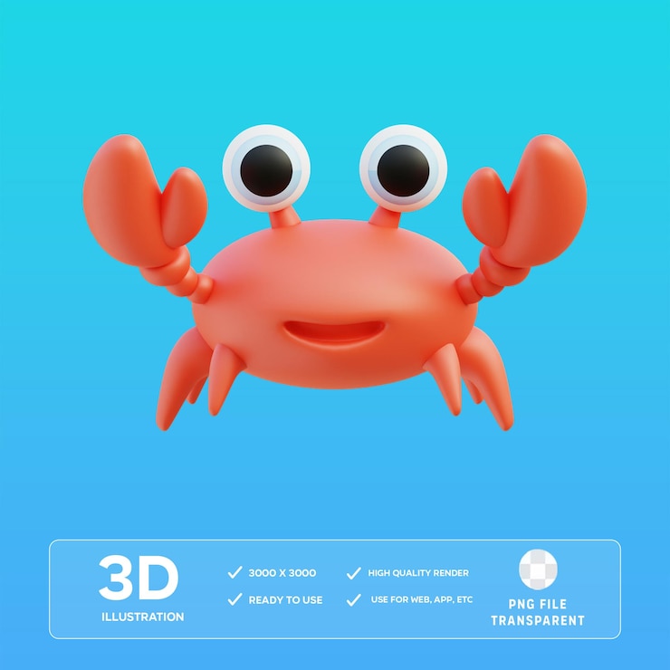Ilustración 3D del cangrejo PSD