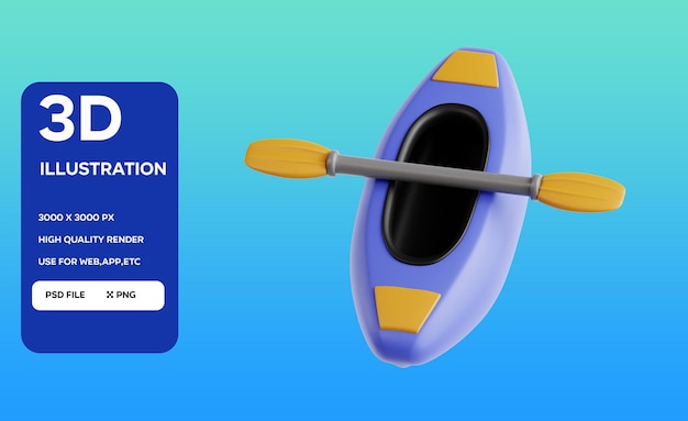 Ilustración 3D de canoa en PSD