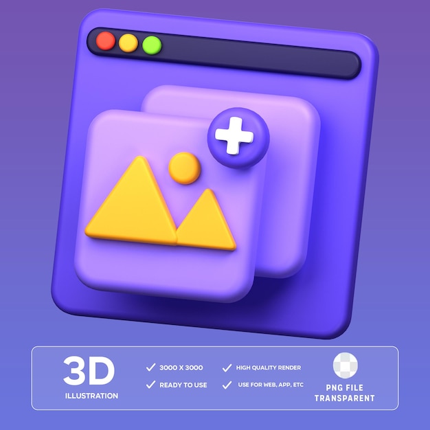 Ilustración 3D de las capas del archivo PSD