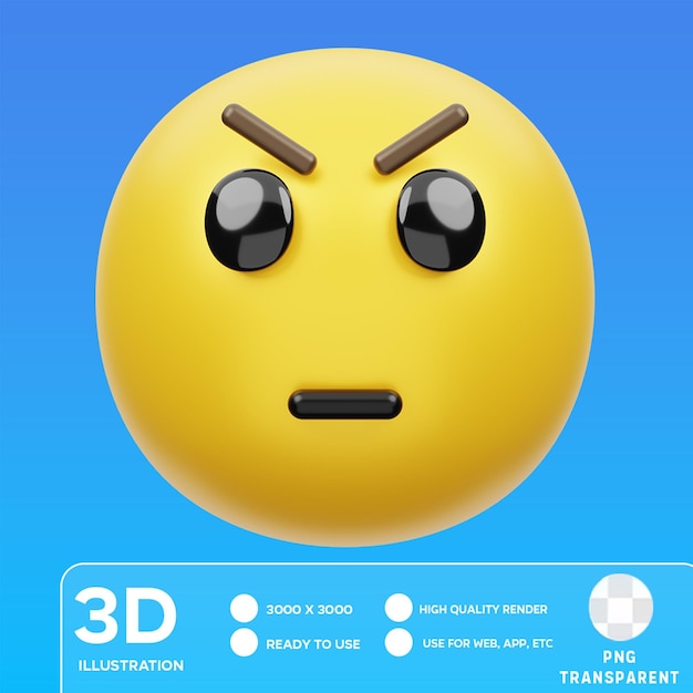 PSD ilustración 3d de la cara molesta de psd
