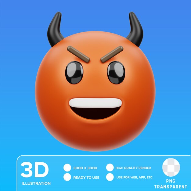 Ilustración 3d de la cara sonriente de psd